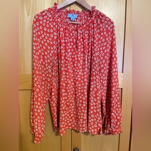 CeCe Red Floral Blouse